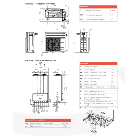 POMPA CIEPŁA HYBRYDOWA MONOBLOK Immergas VICTRIX HYBRID PLUS kocioł gazowy + pompa ciepła 3,98KW 3.030699